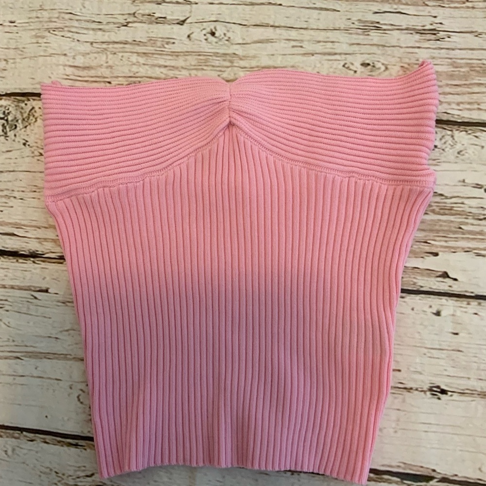 SHEIN Pink Ribbed Tank Tube Strapless Top Small